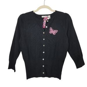 NWT Energie Butterfly Cardigan Button Sweater 00s y2k Punk Goth Emo Nature